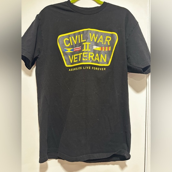 A$$holes Live Forever Mens Civil War II Veteran Black T-shirt. Large. Funny. - Picture 1 of 8